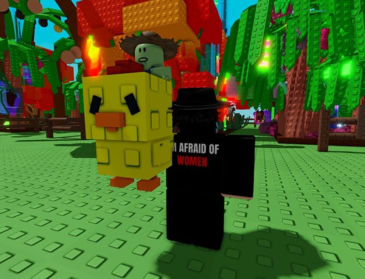 Picture showing the player holding a Chicken Zombie Pet in Grow A Garden.