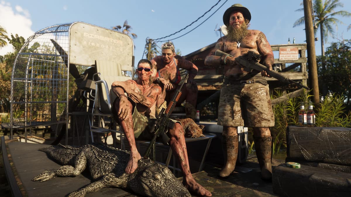 Picture showing people posing with gator in GTA 6.