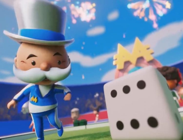 Mr. Monopoly running toward Dice in Monopoly GO
