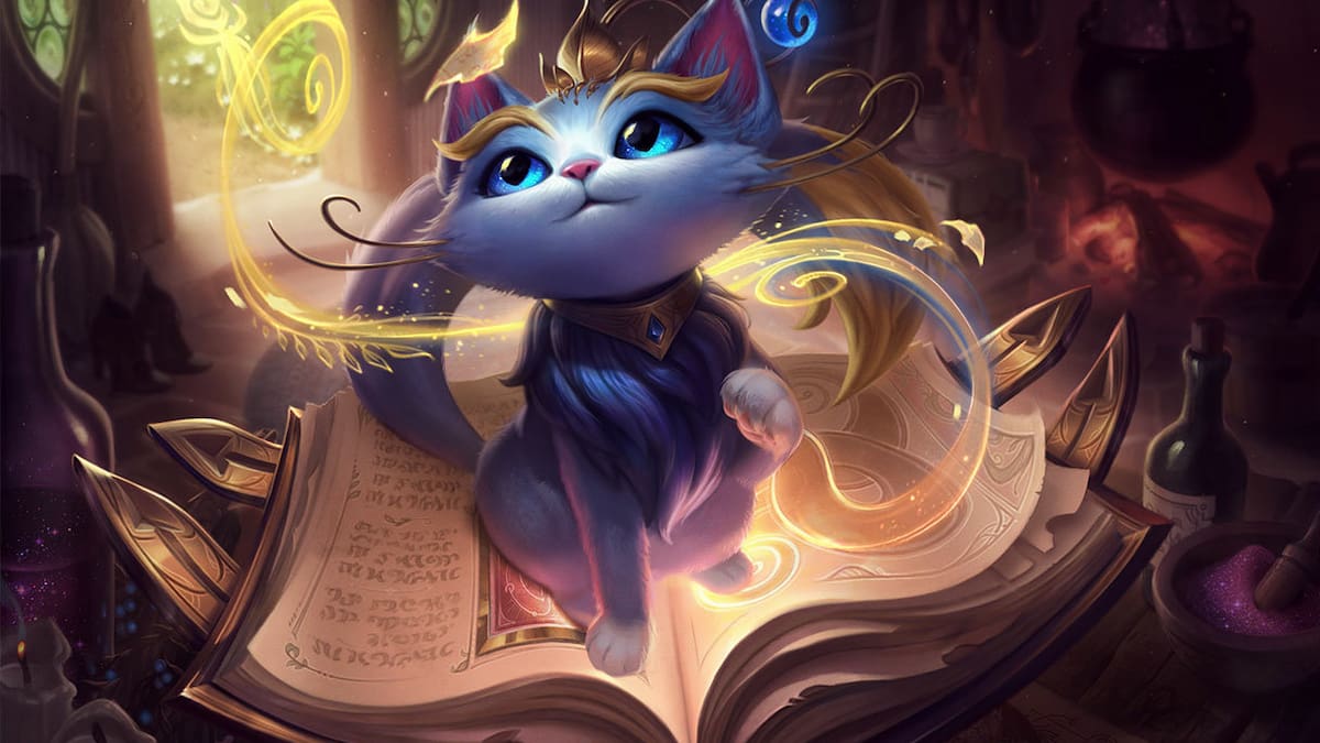 Picture showing Yuumi in Bandle City in League of Legends.