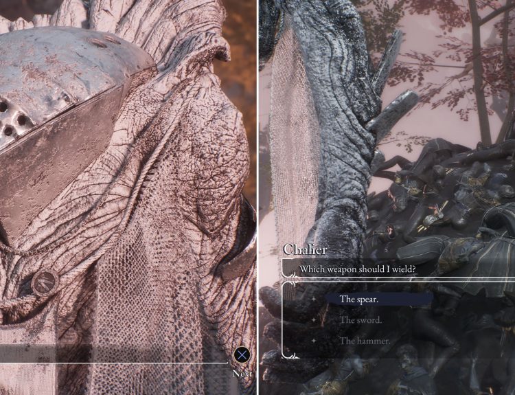 The Player Choosing The Chalier's Weapon