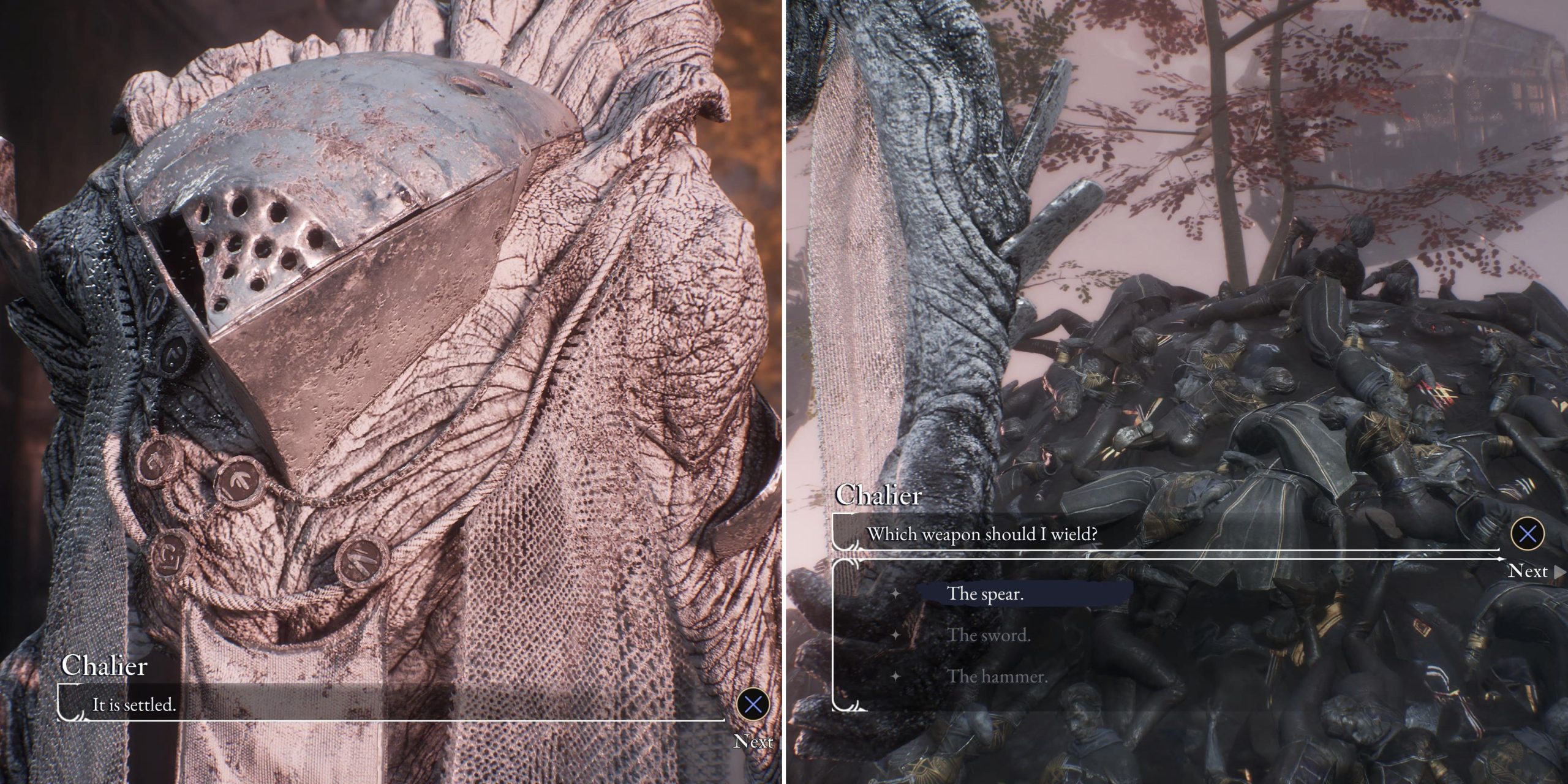 The Player Choosing The Chalier's Weapon