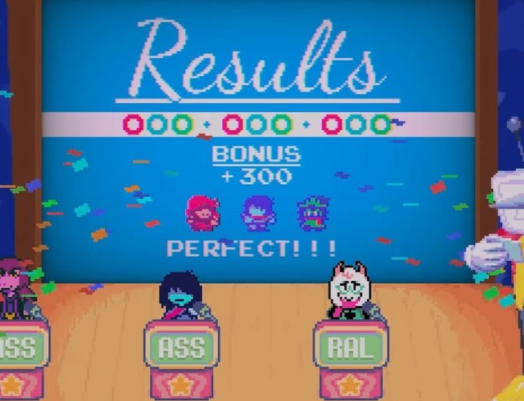 Picture showing results in Mr. Tenna TV show in DELTARUNE chapter three.