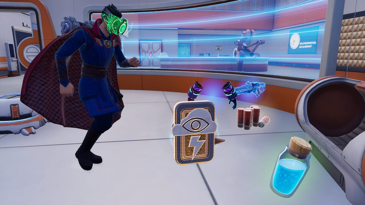 Picture showing a player getting a boon from Hero Cache in Fortnite.