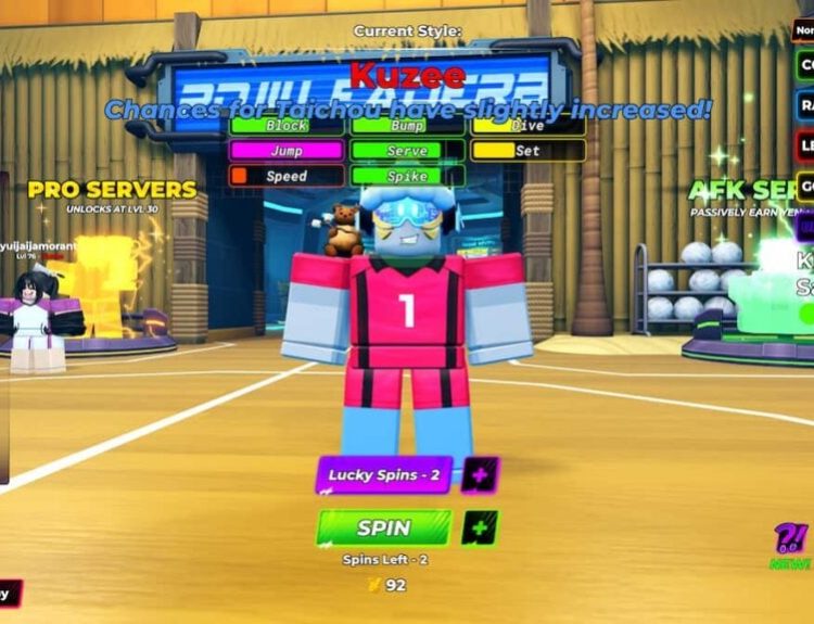 Picture showing the Taichaou spins in Volleyball Legends.