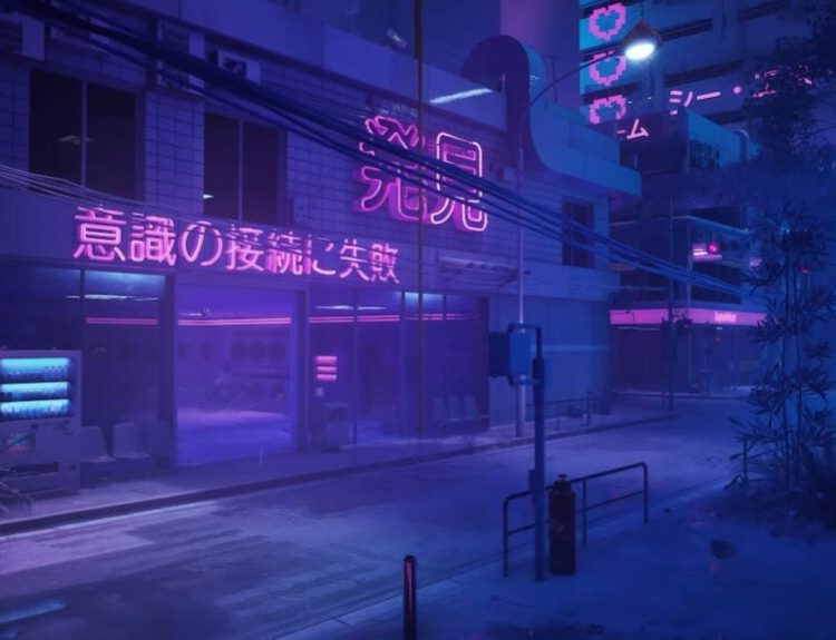Neon Japanese lights on the NOZOMI/CITADEL map in THE FINALS
