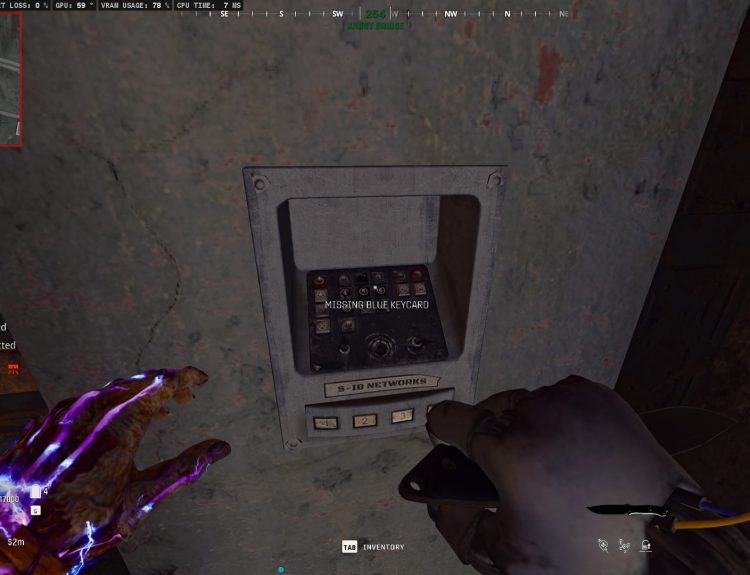 Attempting to open a bunker but missing a blue key card on Verdansk in Warzone.