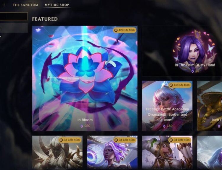 Picture showing featured items in Mythic Shop League of Legends.