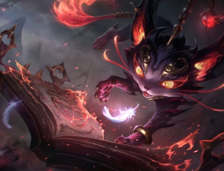 Picture showing the Nightbringer Yuumi skin in League of Legends.