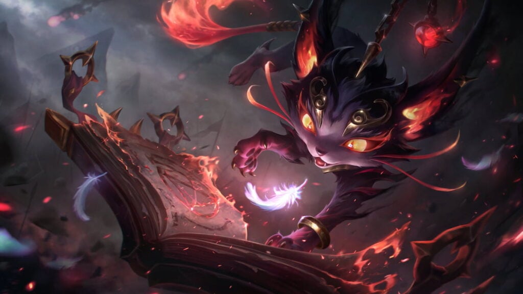 Picture showing the Nightbringer Yuumi skin in League of Legends.