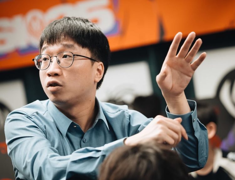 Coach Tabe of Anyone's Legend is seen back stage during MSI 2025 Bracket Stage Day 2 at the Pacific Coliseum in Vancouver, Canada on July 02, 2025.