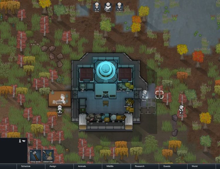Picture showing the Gravship in Rimworld Odyssey.