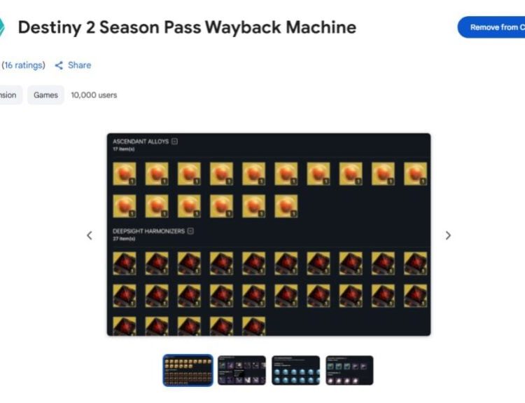 Destiny 2 Season Pass Wayback Machine Chrome page