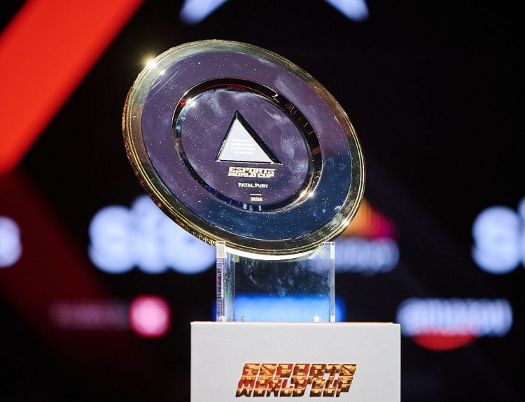 Esports World Cup 2025 trophy for the Fatal Fury event.