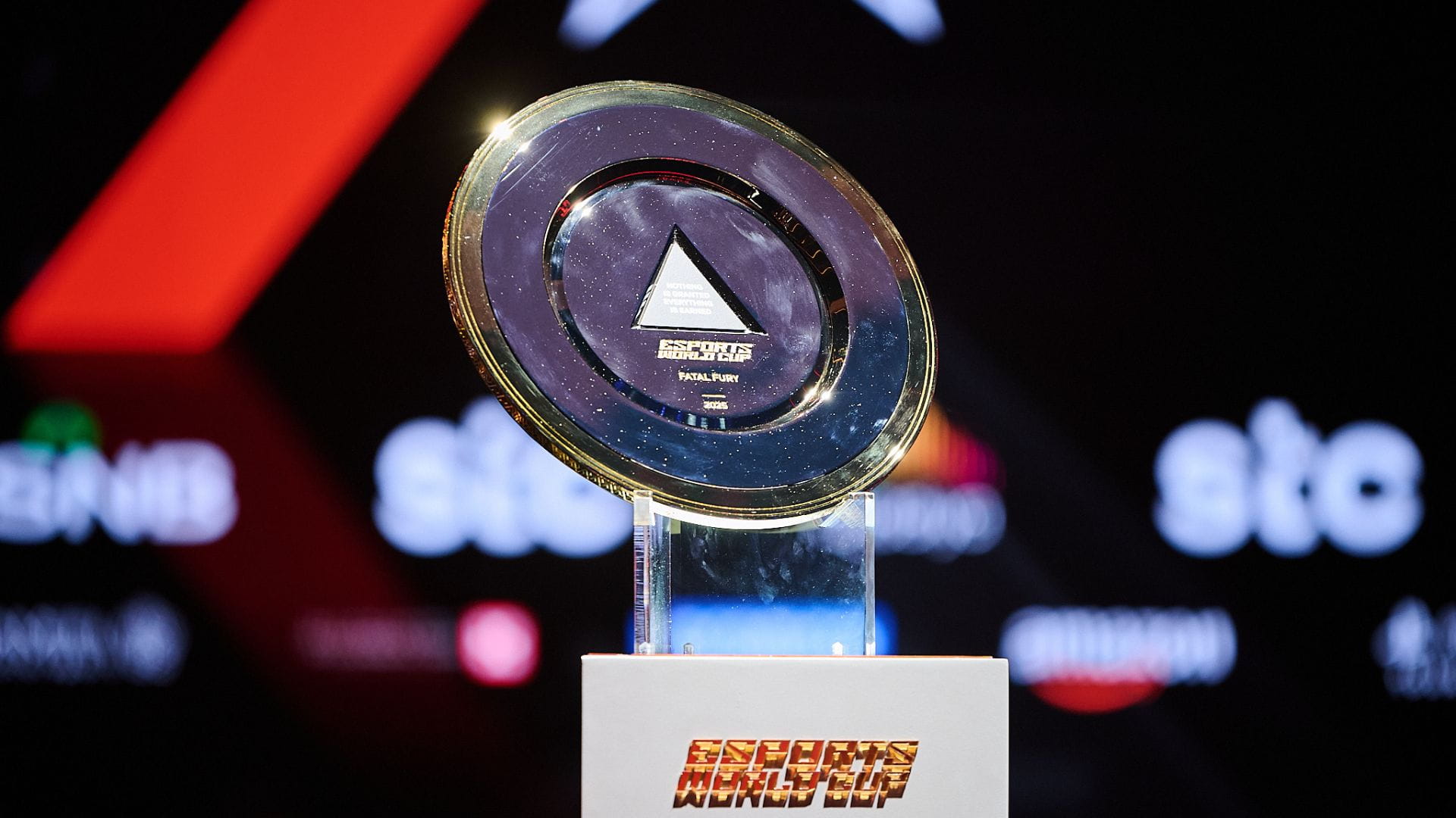 Esports World Cup 2025 trophy for the Fatal Fury event.