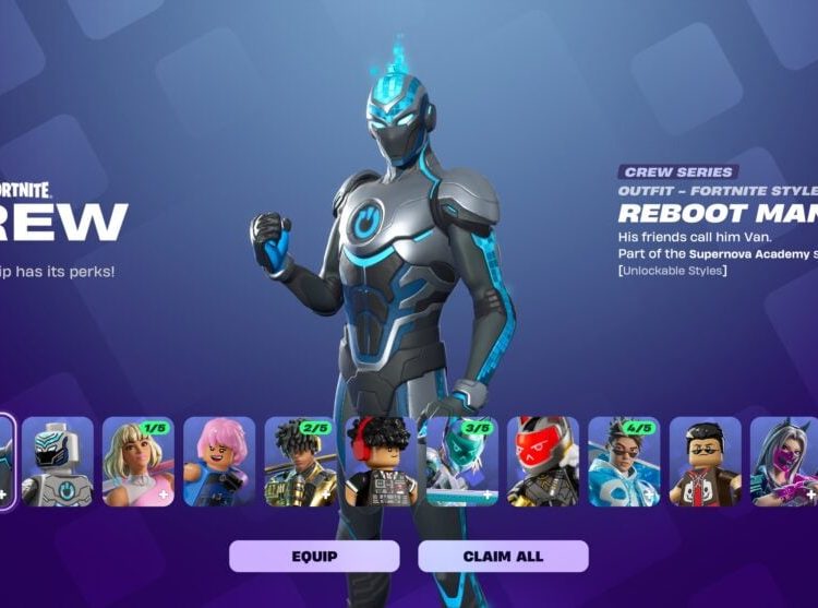 in-game screenshot featuring the reboot man skin in Fortnite.