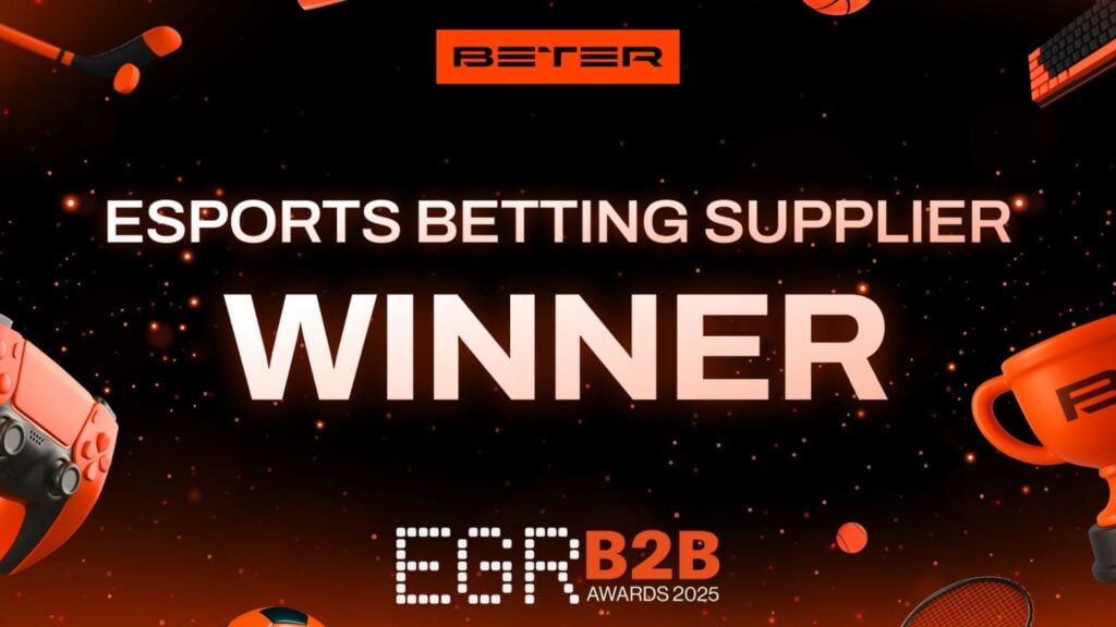 BETER's poster for winning the Esports Betting Supplier at the EGR B2B Awards 2025.