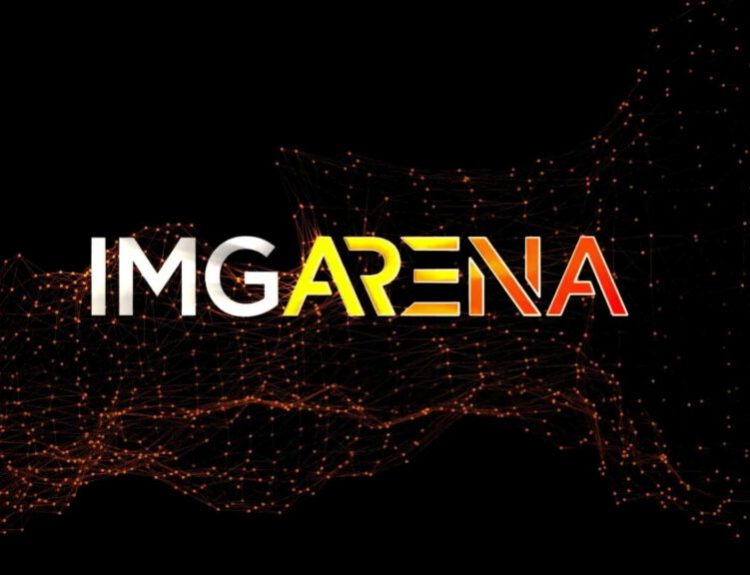IMG Arena brand name and logo with silver, yellow, orange, and red letters.