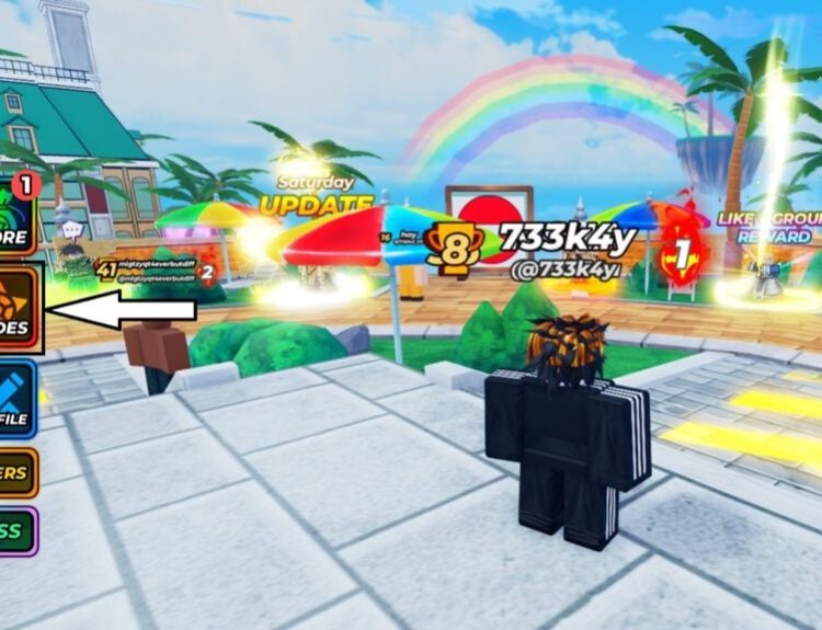 in-game screenshot featuring the codes button in Jump Stars.