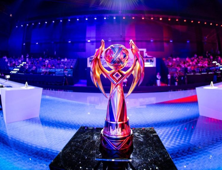MSC x EWC trophy on stage during the 2024 edition.