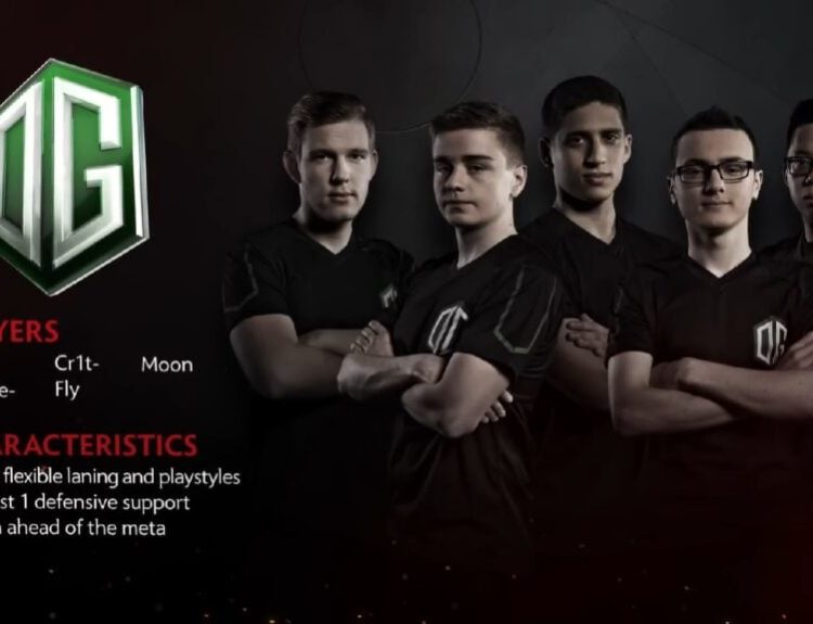 cover art featuring the dota 2 roster of OG at TI6.
