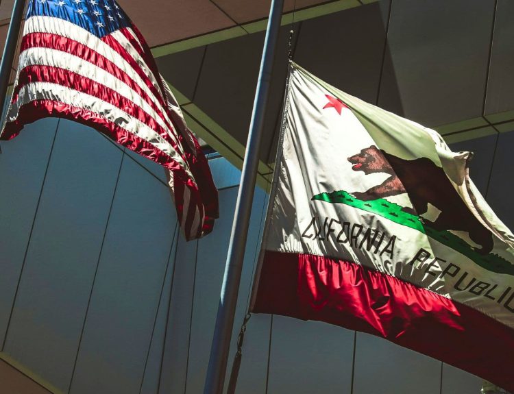 Flags of U.S. and California state