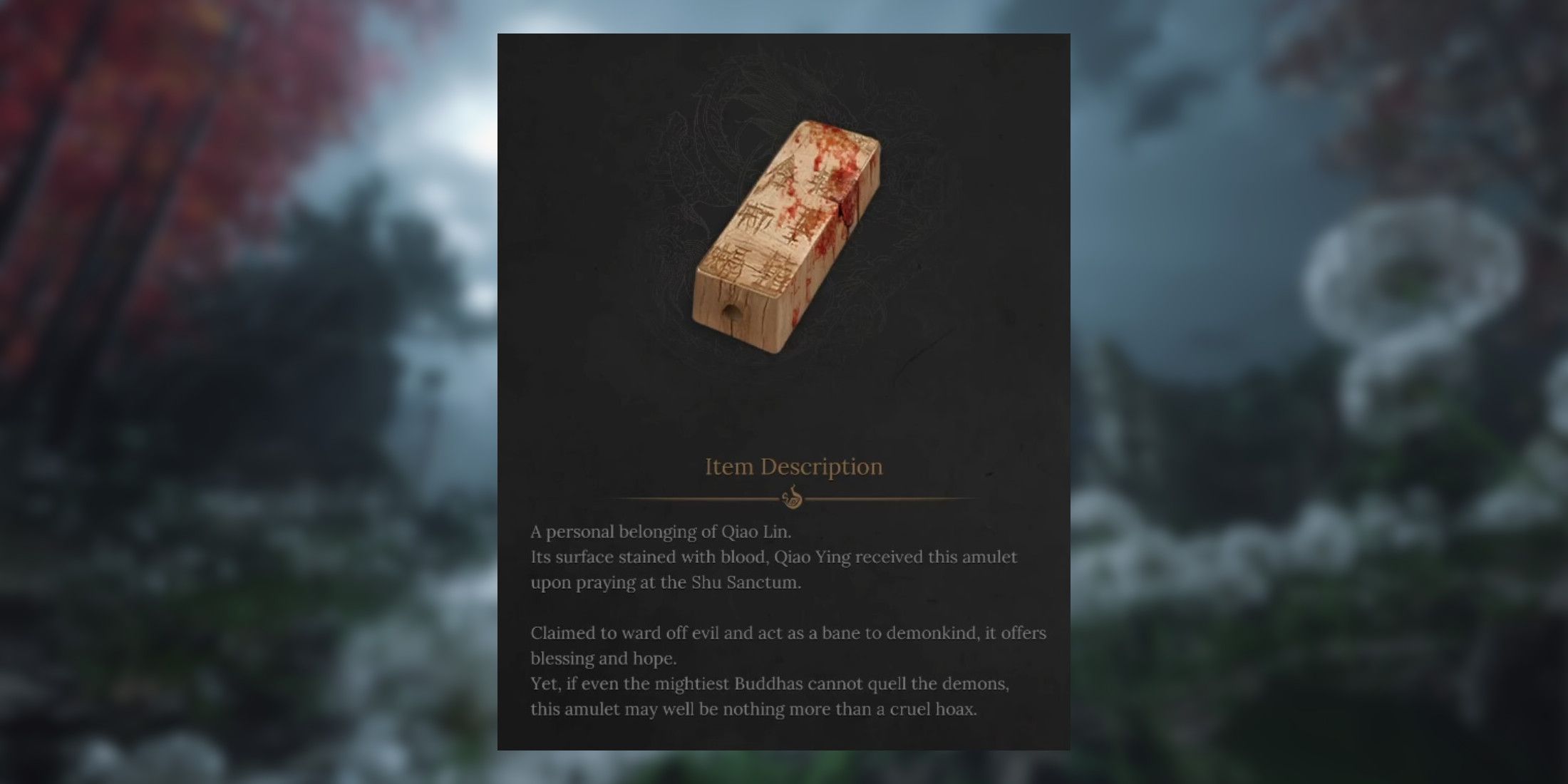 wuchange fallen feathers peachwood amulet quest