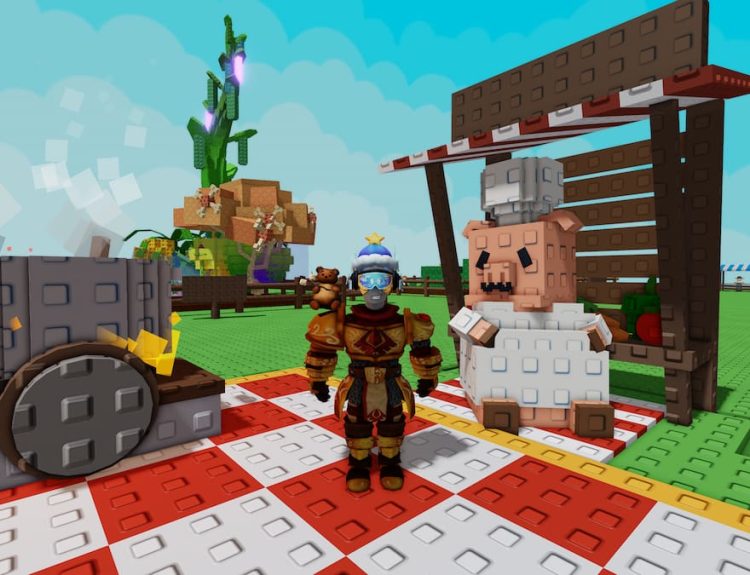 Picture showing player with Chris for food in Grow a Garden.