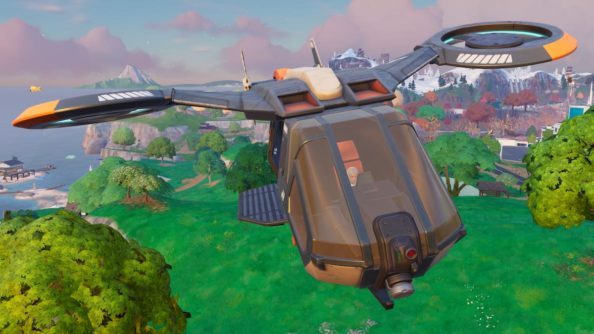 Picture showing the flying Hammerhead Choppa in Fortnite.