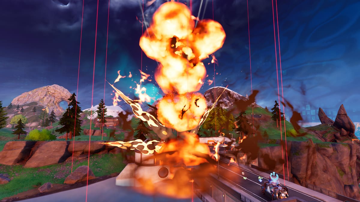 Picture showing the impact of the Precision Air Strike in Fortnite.