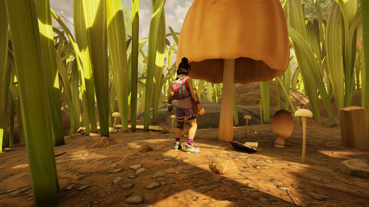 Player looking at Mushrooms in Grounded 2