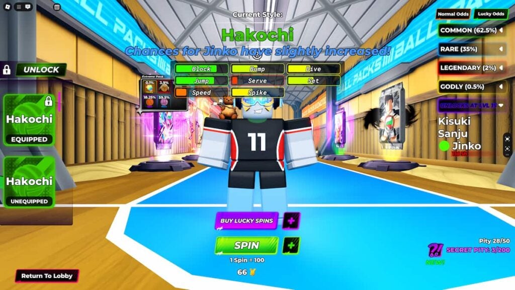 Picture showing Jinko style in Volleyball Legends.