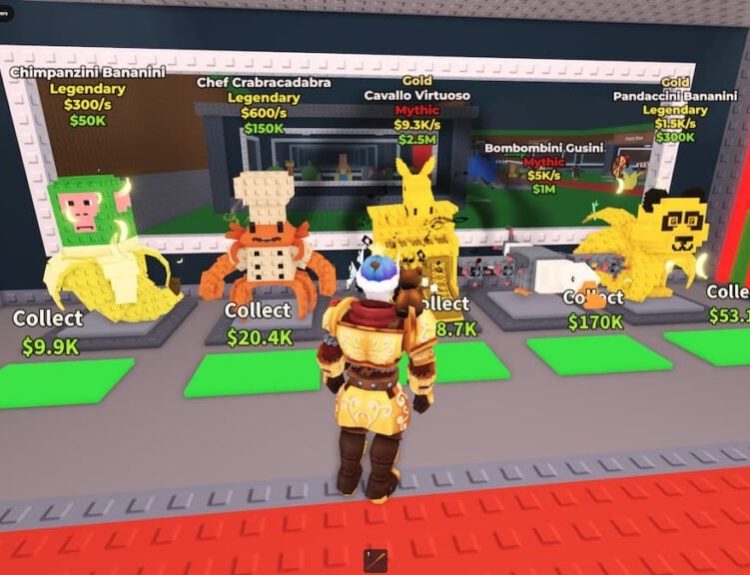 Picture showing the Steal the Brainrot characters in Roblox.