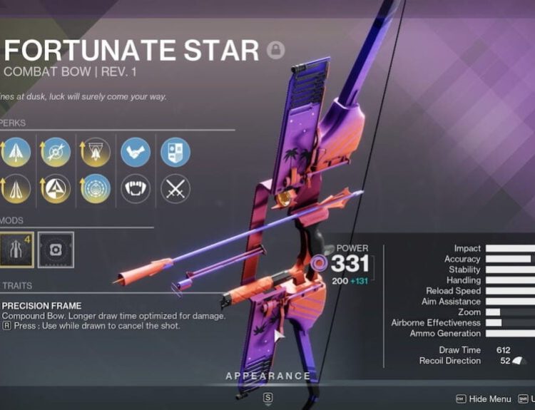 Fortunate Star bow in Destiny 2