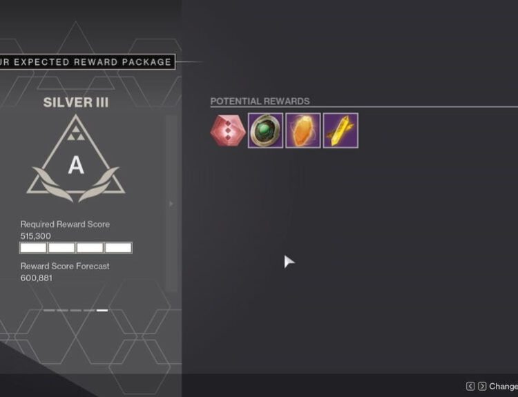 A rank reward package in Destiny 2