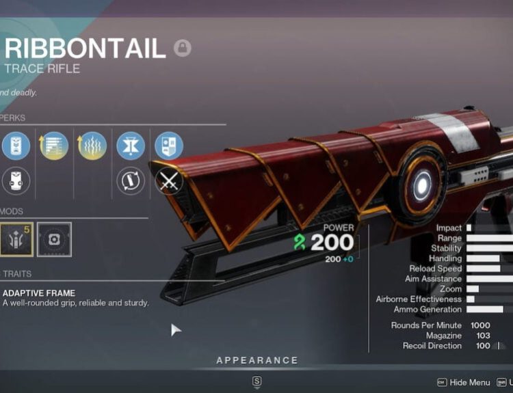Ribbontail roll in Destiny 2