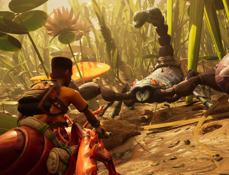 in-game screenshot featuring a scorpion in Grounded 2.