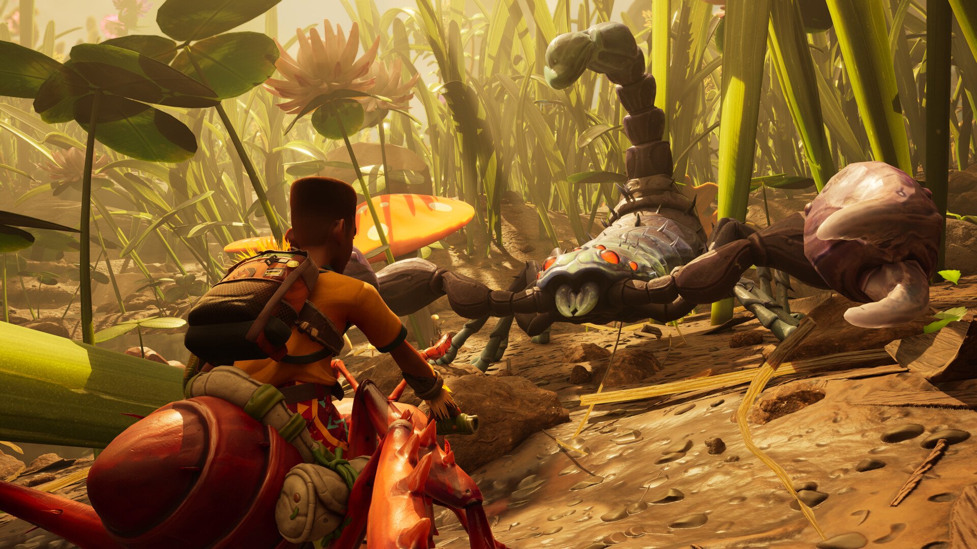 in-game screenshot featuring a scorpion in Grounded 2.