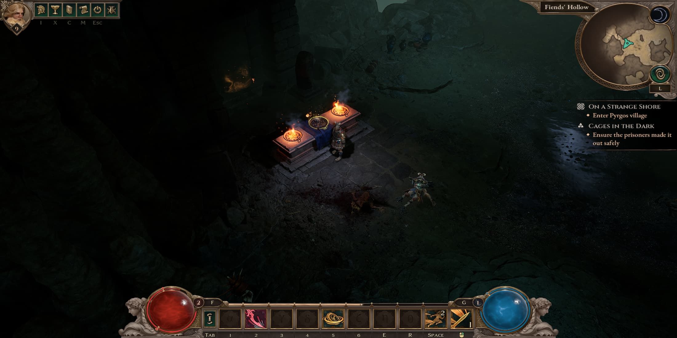 The Player Lighting Basins In Front