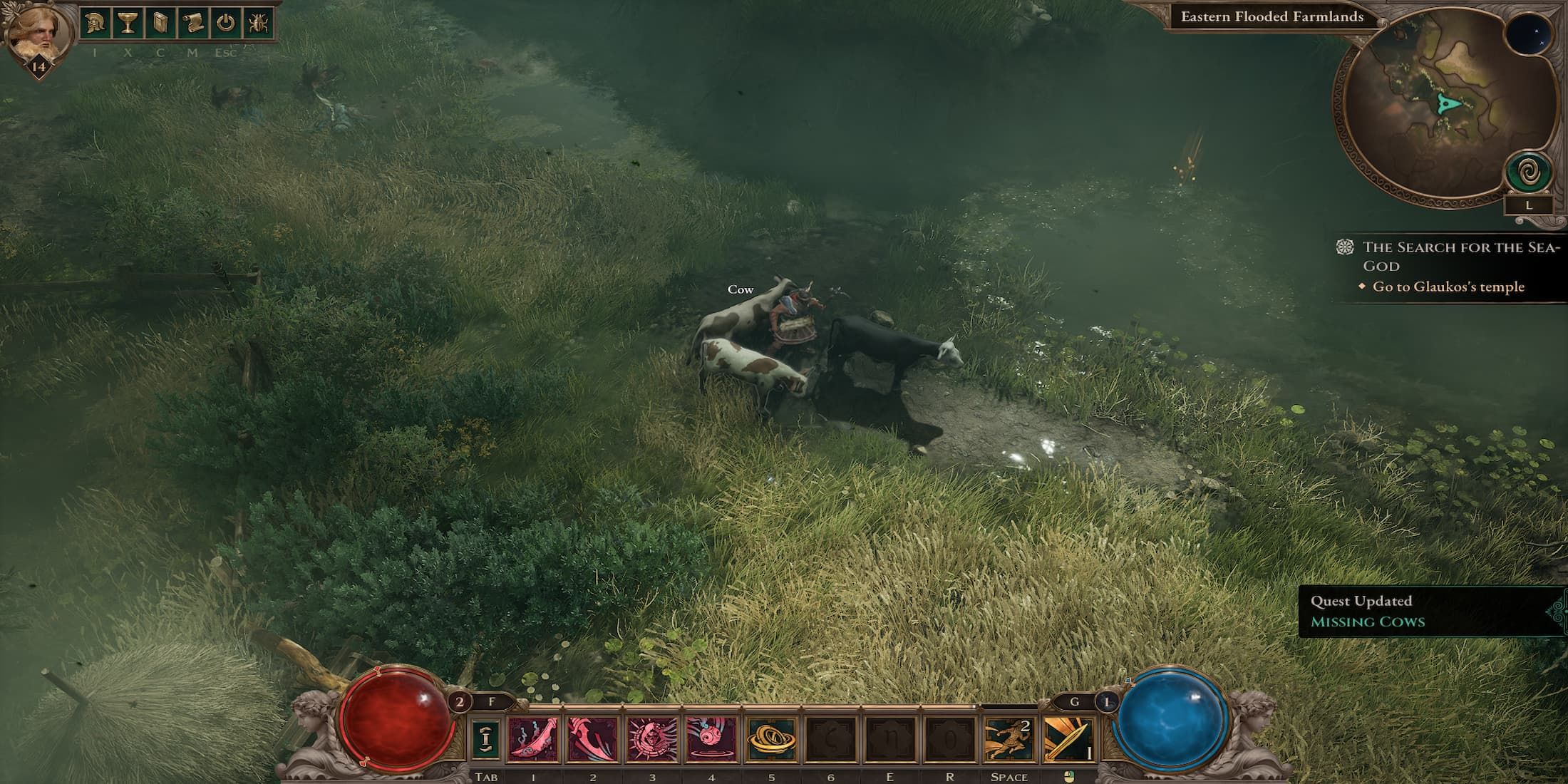 The Player Standing around 3 of the Missing Cows