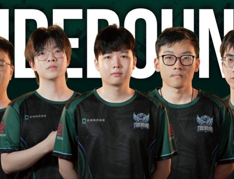 cover art featuring the dota 2 roster of Team Tidebound.