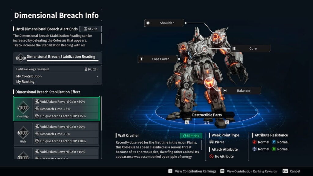 Wall Crasher boss overview in The First Descendant
