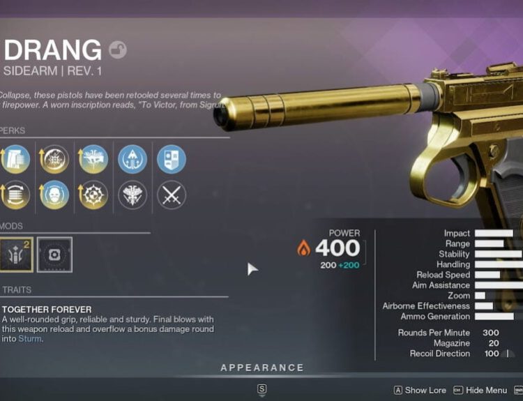 Drang roll in Destiny 2
