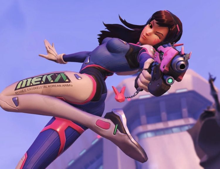 D.Va ejecting from her mech in Overwatch
