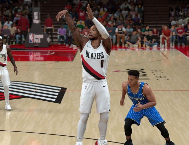 Damian Lillard shooting the ball in NBA 2K26