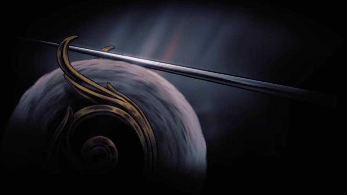 a screenshot of the Needle getting sharpened in Hollow Knight Silksong