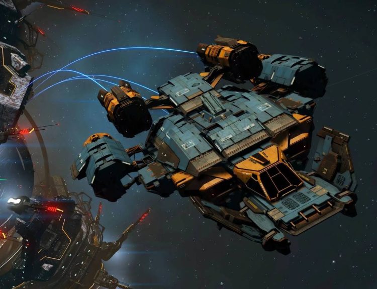 no mans sky corvette expedition featured image ship flying from space station