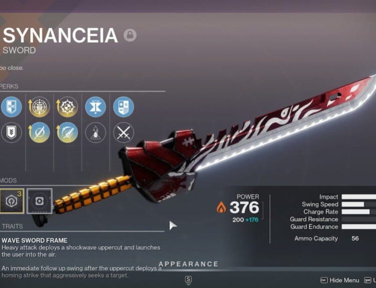 Synanceia sword  roll in Destiny 2