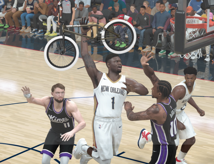 Zion Williamson with a BMX bike in NBA 2K26