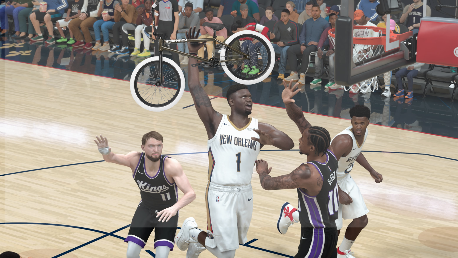 Zion Williamson with a BMX bike in NBA 2K26